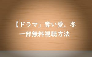 【奪い愛、冬】の動画は無料視聴OK!倉科カナ主演ドラマの感想!